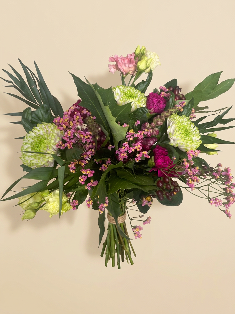 Boeket met chrysanten en limonium