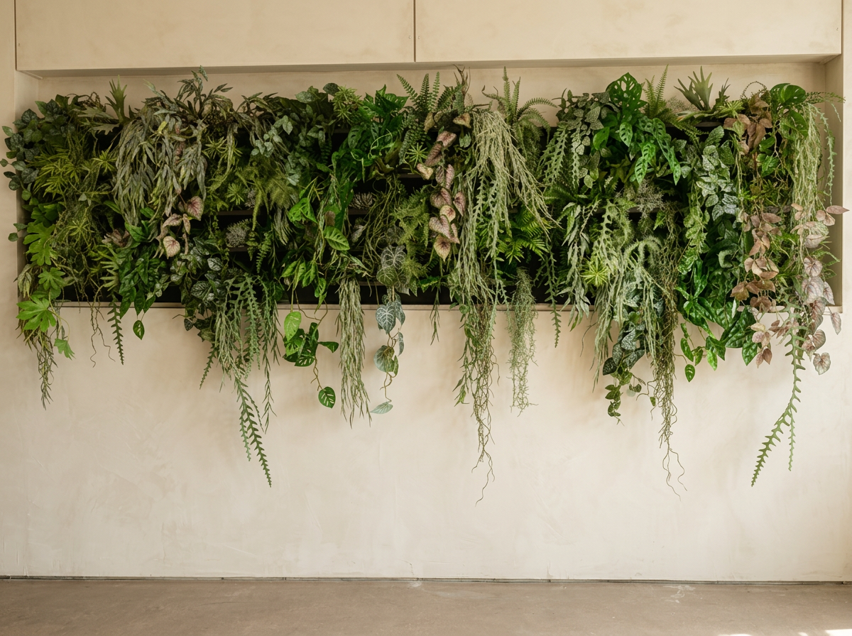 Groene plantenwand voor een ruimte