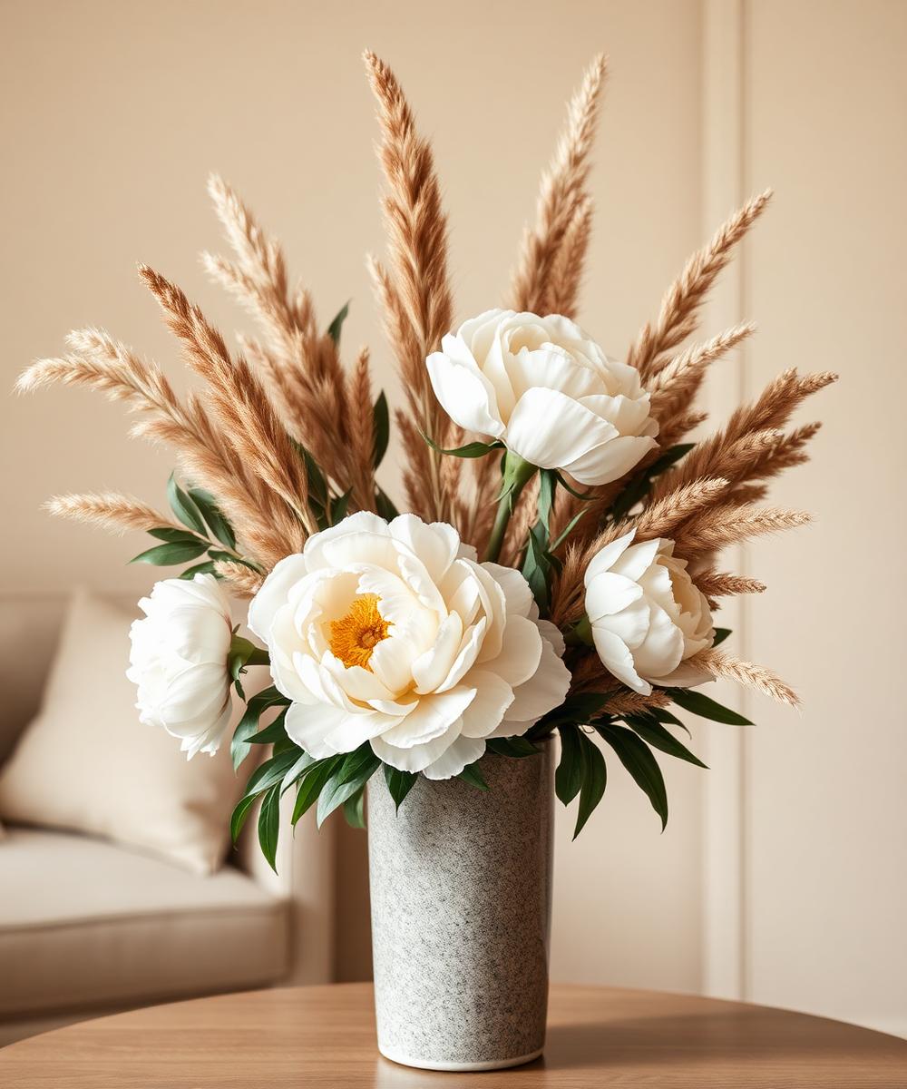 Zijdebloemen in vaas